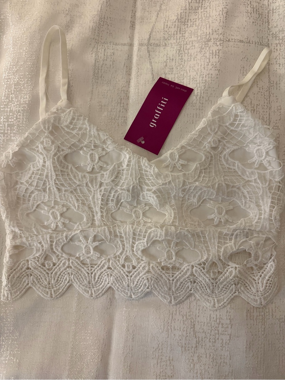 graffiti White Lace Crop Bralette - Women's Lace Crop Top